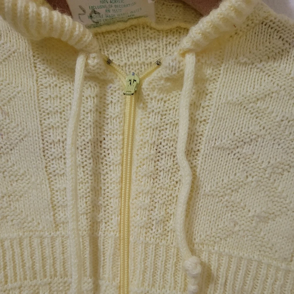 Vintage Tiny Tots Yellow Hooded Knit Sleepsack Unisex Size 3-6 Months